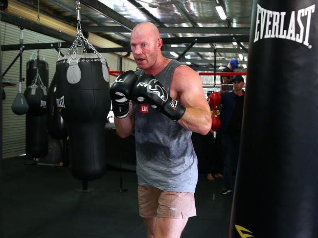 Barry Hall training in Kingscliff ahead of his fight with Paul Gallen. Picture: Adam Head