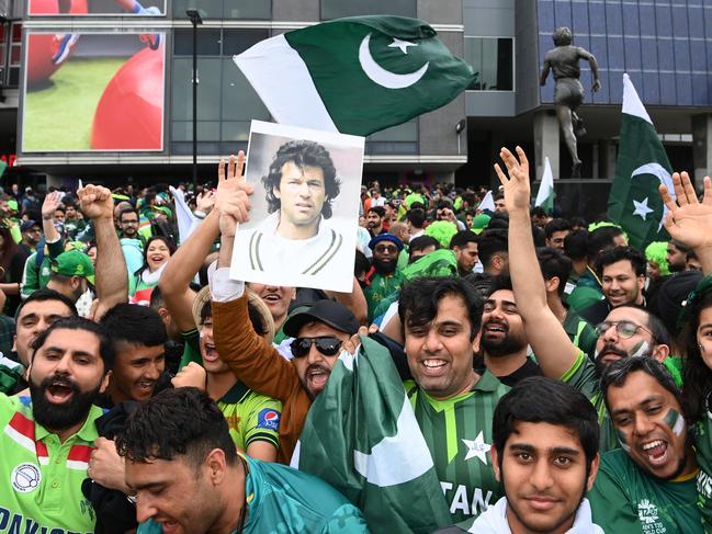 Pakistan fans show their support before the ICC Men's T20 World Cup Final match between Pakistan and England. Picture: Quinn Rooney