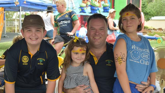 (Left to right) Riley Groves, Scott McDonnell, Ravenan McDonnell and Isabella McDonnell at the Great Australian Bites Australia Day event 2023. Picture: Chloe Cufflin.