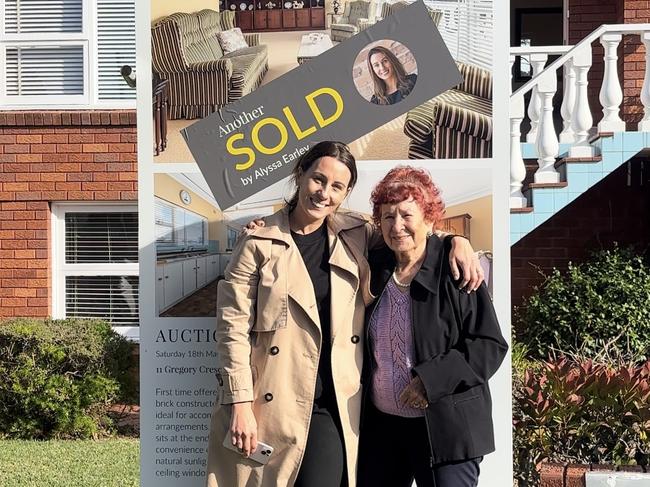 Agent Alyssa Early  and her Nan Josephine Camilleri  at her house sold for $1.8m 11 Gregory Crescent, Beverly Hills, NSW 2209