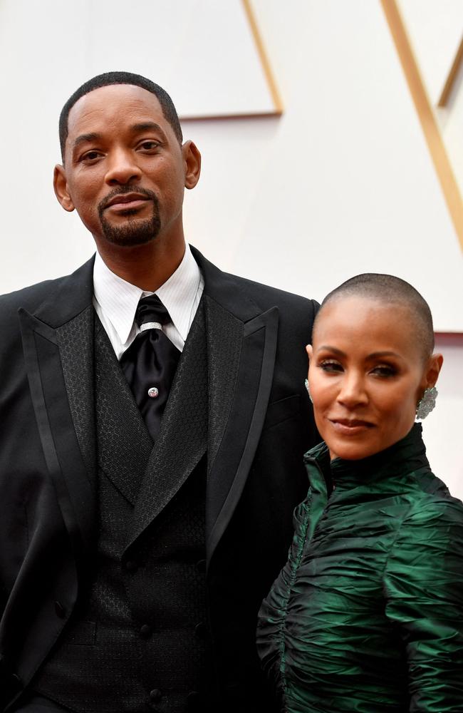 Will Smith and Jada Pinkett Smith on the Oscars red carpet earlier in the night. Picture: AFP