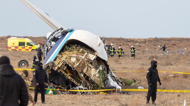 Dozens of people were killed after an Azerbaijan Airlines passenger plane crashed near Aktau, Kazakhstan. Picture: Issa Tazhenbayev / AFP