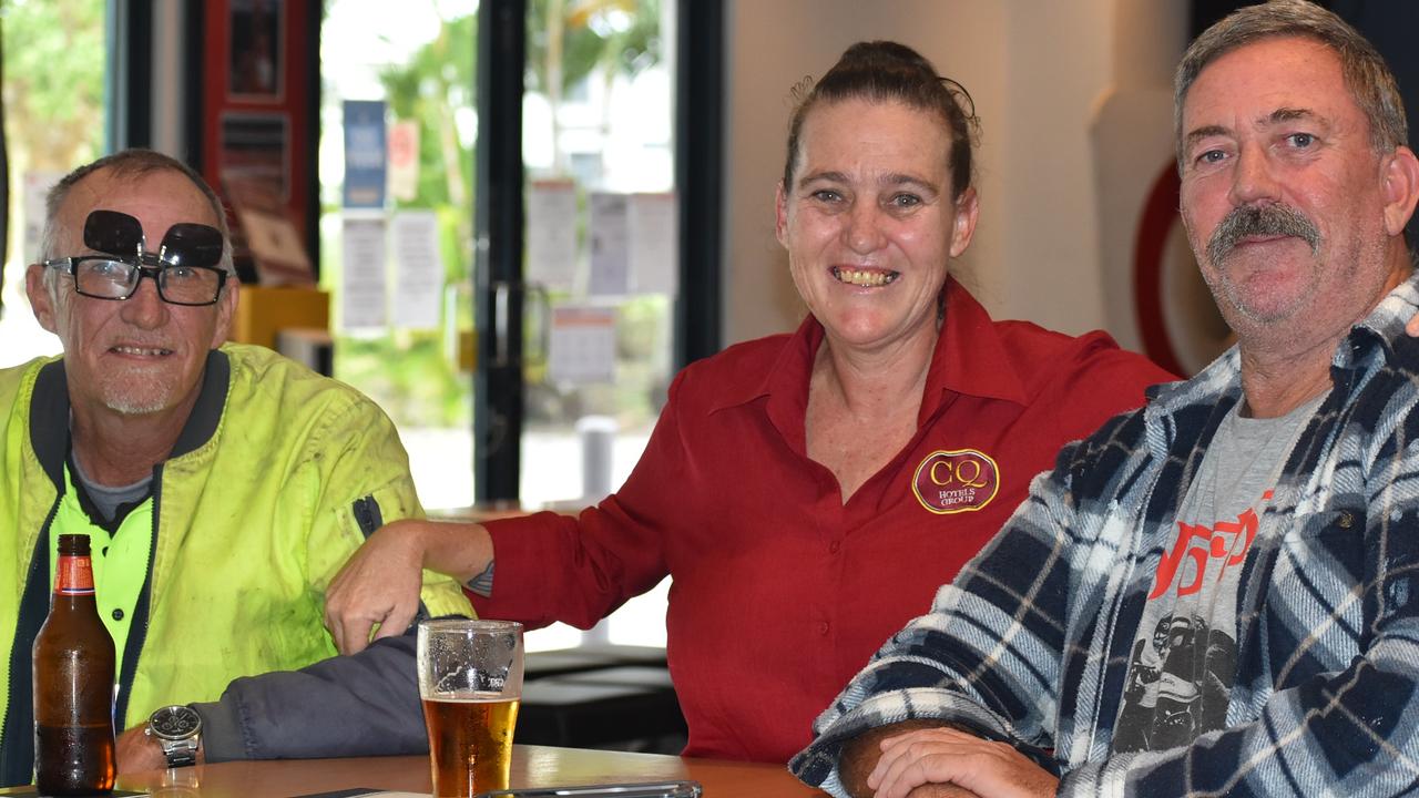 Blacks Beach Tavern patrons Spencer Gamman and Shane Hawes with Best Bartender winner Michelle Clews. Picture: Lillian Watkins