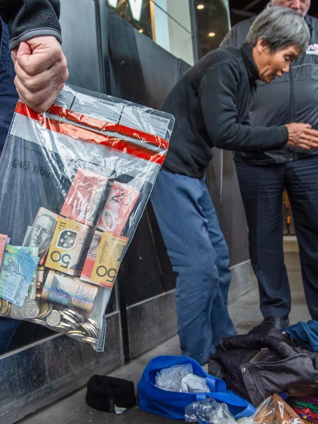 Cash seized from individuals ranged from $48 to $464. Picture: Jason Edwards