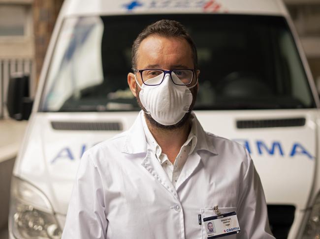 Doctor Sebastian Yancev, who participated in the operation to diagnose and treat passengers on the Australian cruise ship, the Greg Mortimer. Picture: AP