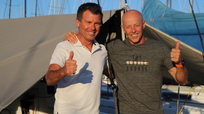 Rupert Henry and Greg O'Shea after their win in the Cabbage Tree Island race. Pic: Andrea Francolini.