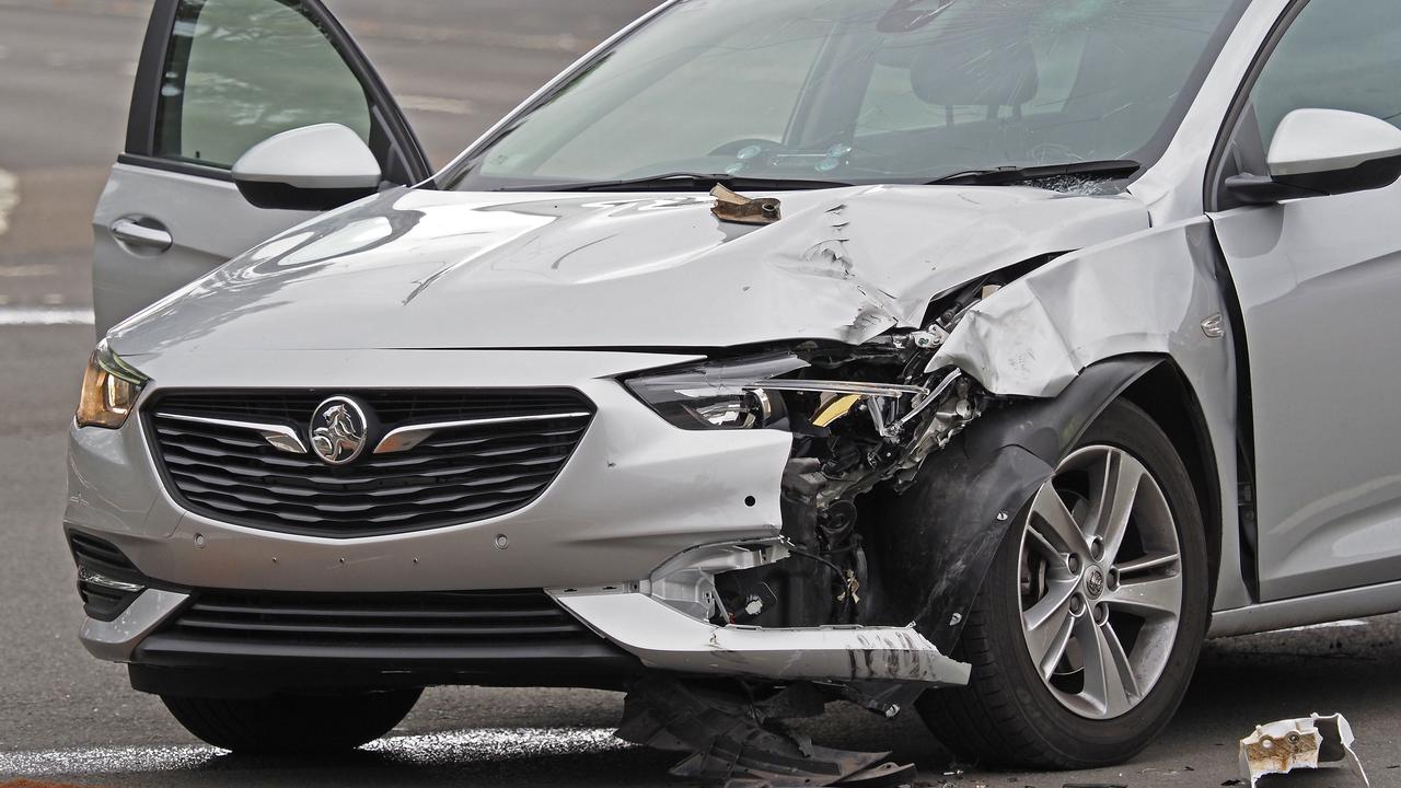 The front of the unmarked police car was smashed up. Picture: Supplied/Leif Johansen