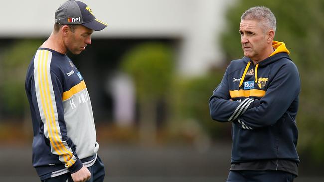 Alastair Clarkson and Chris Fagan while at Hawthorn in 2015. Picture: AFL Media