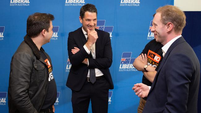 Senator Alex Antic and SA Opposition Leader David Speirs at the Liberal Party Headquarters. Picture:Brett Hartwig