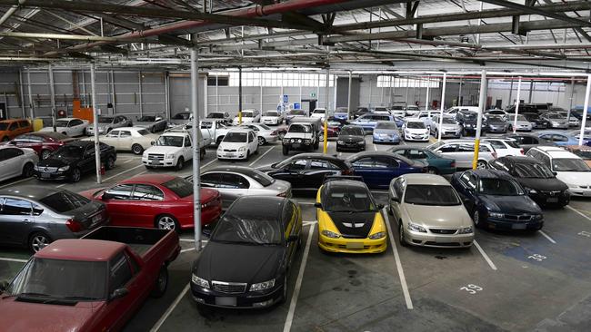 Cars at the new SAPOL exhibits complex. Picture: Bianca De Marchi