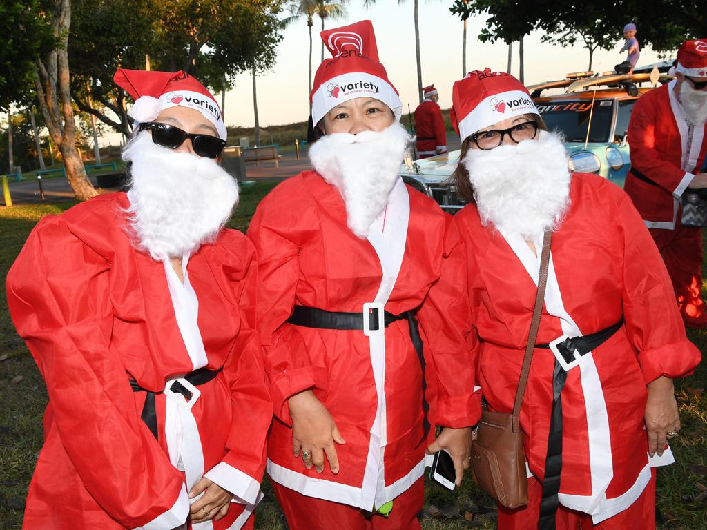 Lorena Villarosa, Cathy Rice and Marichu King at the at the Darwin Santa Fun Run in July at Mindil Beach. Picture Katrina Bridgeford