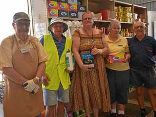 HELPING HAND: South Burnett pantry volunteers Christopher Marks, Ray McNamara, Sandra Black, Gail Palmer and Aub Schultz work extra hard to keep the pantry stocked for Christmas. Picture: Jessica McGrath