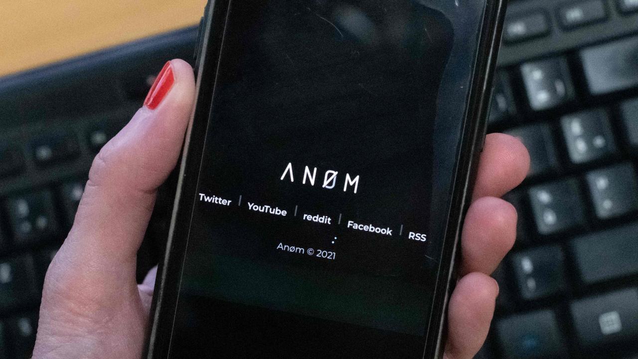 The AN0M logo shown on a phone before it was disabled and shut down.