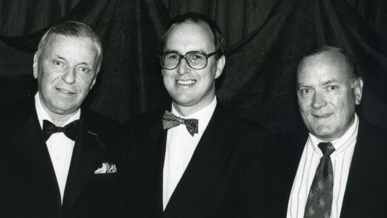 Frank Sinatra, Tony Cochrane and Michael Chugg in the 1980s.