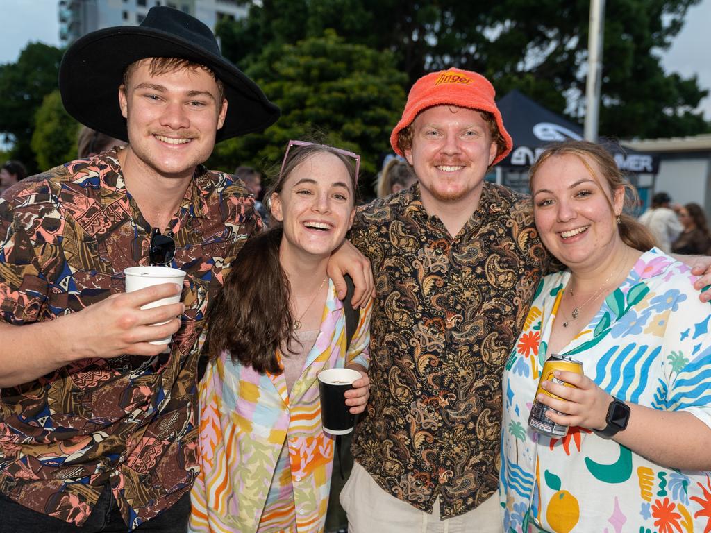 Luke Rush, Sarah Lonergan, Denzel Tate and Amelia Cowan at Rhythm on the Reef Saturday 30 September 2023 Picture: Michaela Harlow