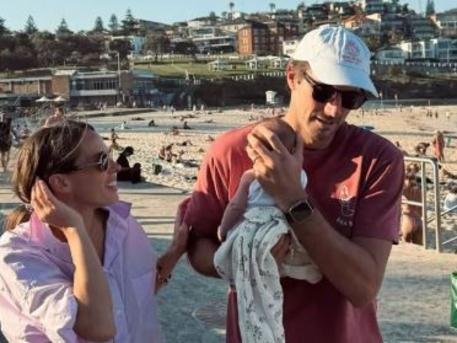 Pat Cummins and wife Becky with baby Edi