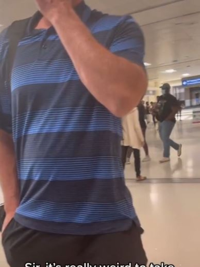One of the women called him out for taking photos without consent. Picture: TikTok/@bailzherb