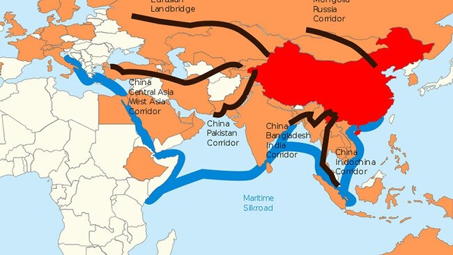 Map showing China's Belt and Road Initiative. Picture: ASPI