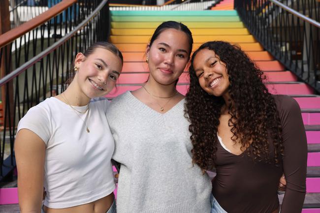 Margaux Gilbert, Maia Saunders and Rhianna Krynen at Pacific Fair Beauty Weekend with Anna Paul. Picture, Portia Large.