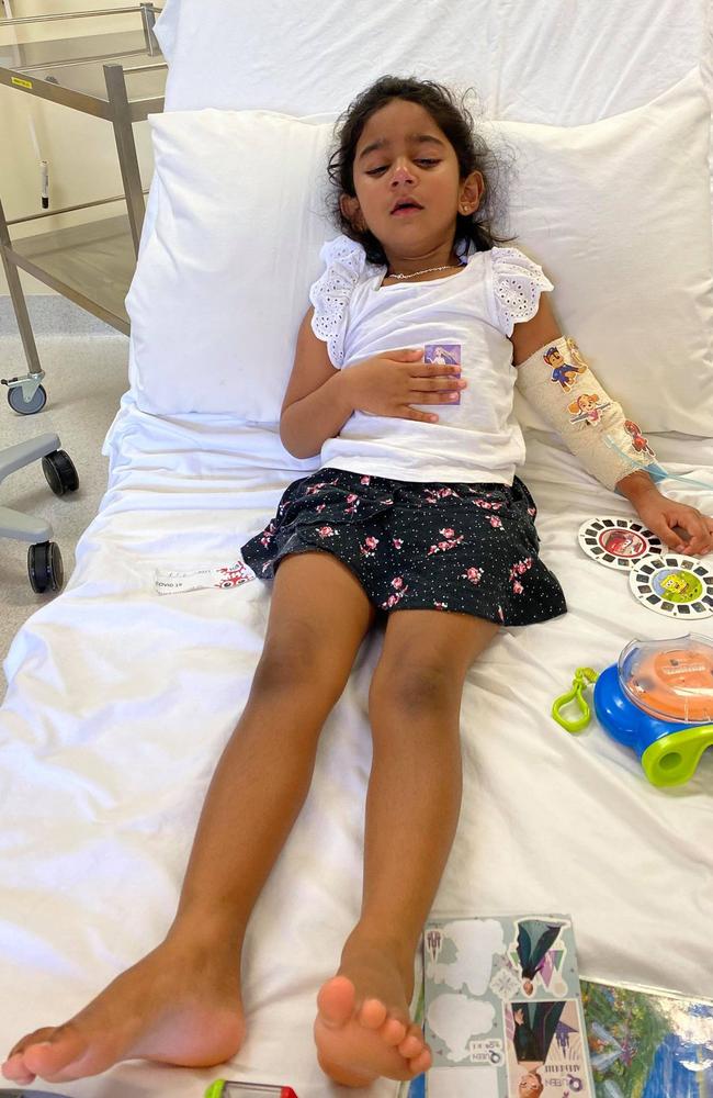 Tharnicaa Nadesalingam was medically evacuated to Perth after being hospitalised on Christmas Island with a suspected blood infection (septicaemia). Photo: Change.org