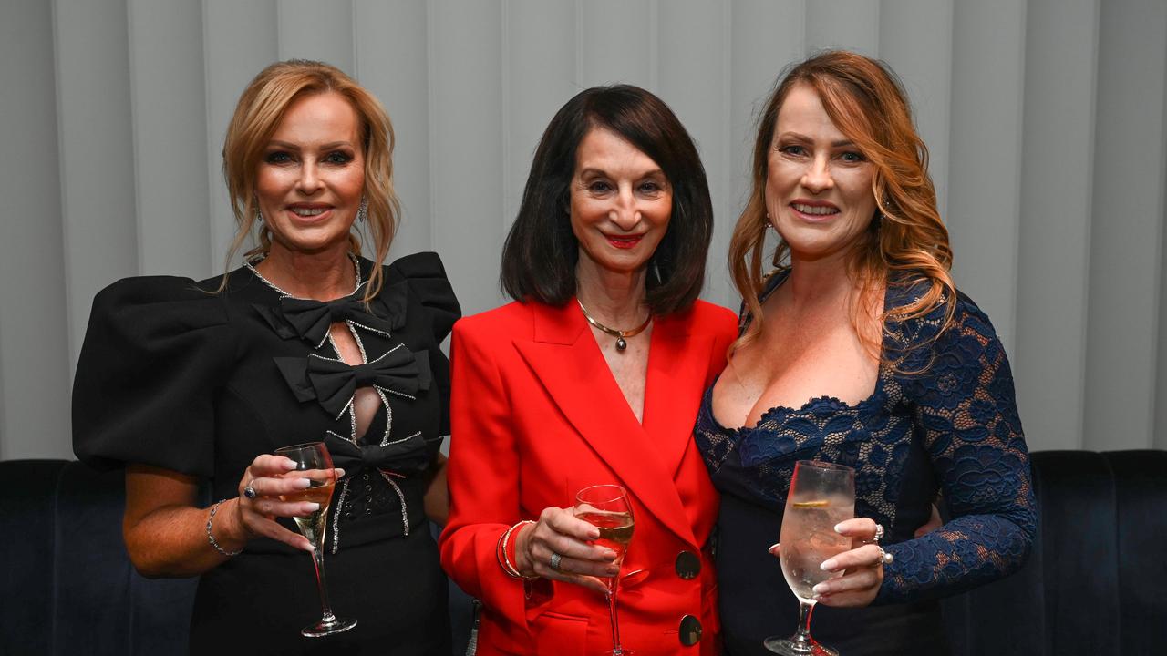 Wendy-Jayne Williams, Angela Condous and Leah Williams at The Advertiser Sunday Mail, SkyCity 2023 Woman of the Year Awards. Picture: Naomi Jellicoe