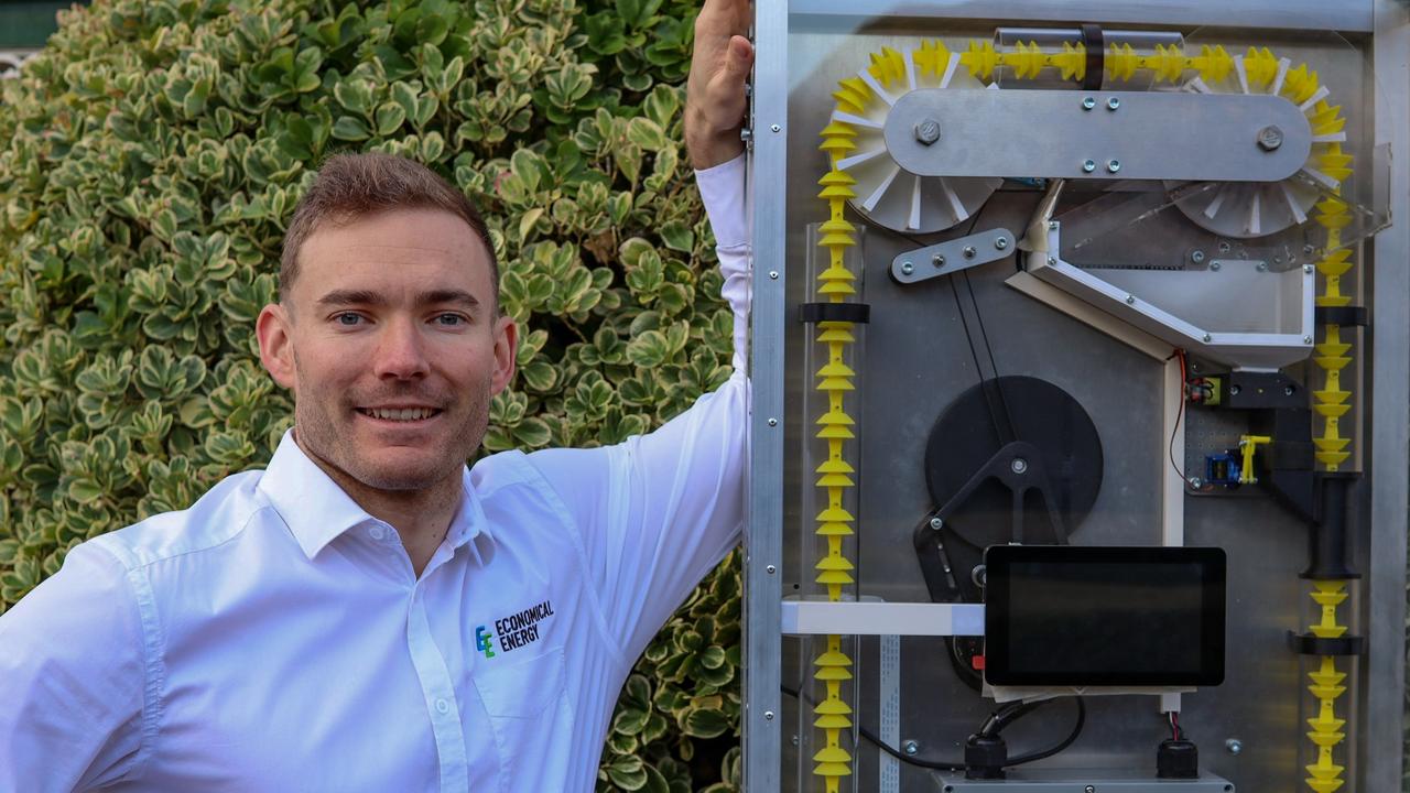 Economical Energy managing director Matthew Forrest with the new, long-duration energy storage technology known as “VIPER”. Picture: Supplied