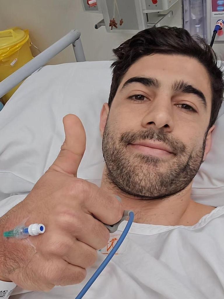 Christian Petracca in hospital recently. Picture: Instagram