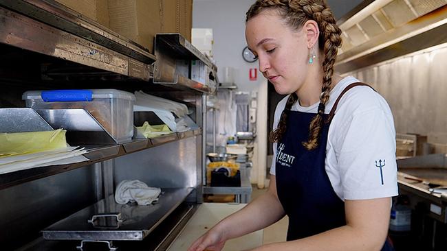 Alstonville teen Chelsea McInnes keeps busy in the kitchen at The Trident Fish &amp; Grill. Picture: Training Services NSW