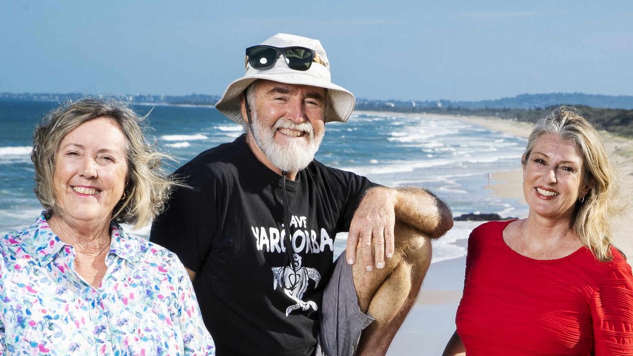 Development Watch’s Lyn Saxton, Jim Moore of Friends of Yaroomba and Narelle McCarthy from the Sunshine Coast Environmental Council, following the Court of Appeal decision in 2022. Picture Lachie Millard