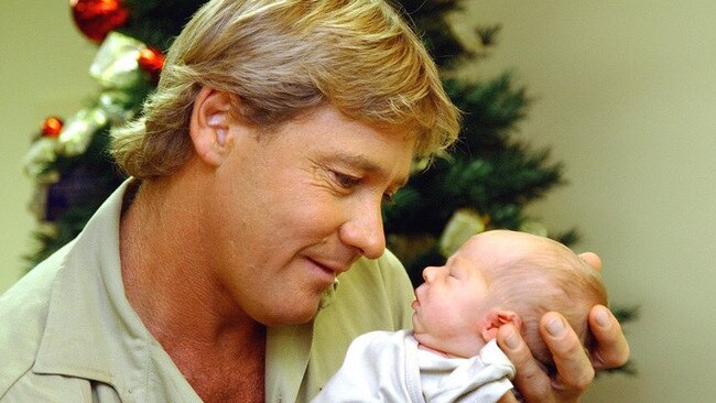 Steve Irwin with Robert as a baby