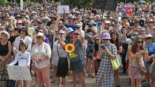 Thousands of demonstrators rally at Parliament House against violent crime in the wake of the alleged murder of Declan Laverty in March 2023. Picture: PEMA TAMANG Pakhrin