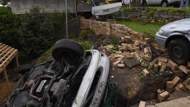 This car crashed into a yard on Powderworks Rd. Picture: Annika Enderborg