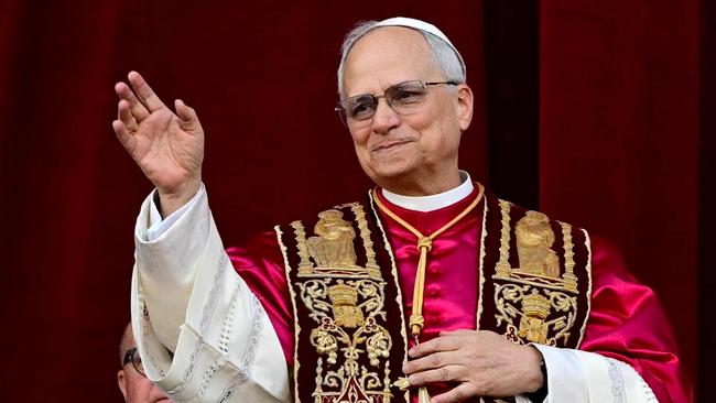 Newly elected Pope Leo XIV, Robert Prevost from the main central loggia balcony of the St Peter's Basilica for the first time. Picture: AFP