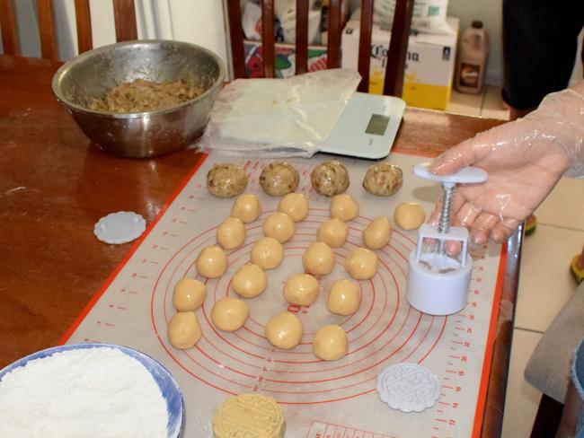 Assembling the mooncake ingredients