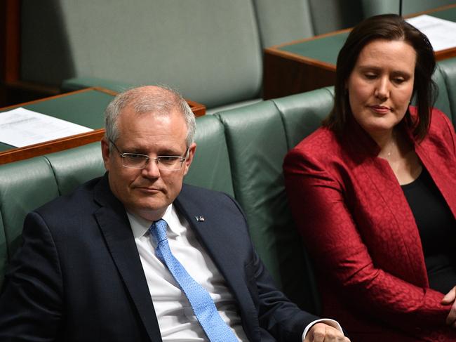 Prime Minister Scott Morrison and Minister for Jobs, Industrial Relations and Women Kelly O'Dwyer. Picture: AAP