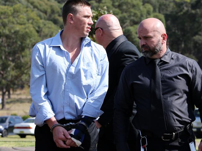 Danielle's boyfriend Ben Todd arrives at the funeral from jail. Picture: Peter Lorimer.