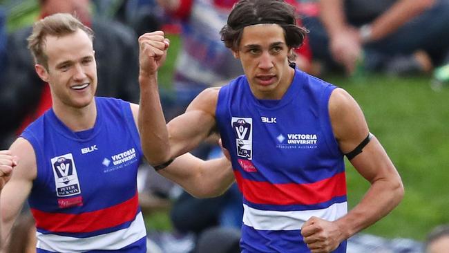 Ben Long (right) starred for Footscray in the VFL finals.