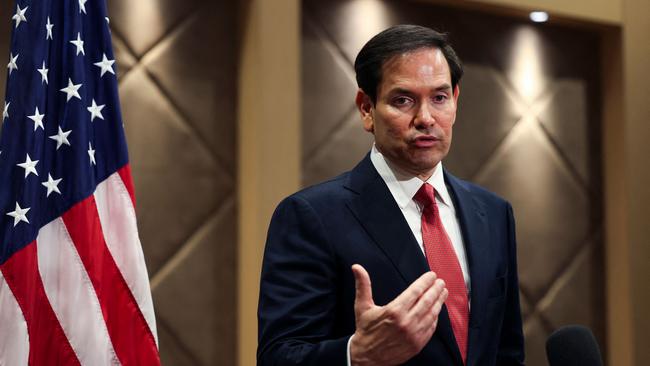 US Secretary of State Marco Rubio speaks to the media following an informal meeting of NATO foreign ministers in Turkey. Picture: Umit Bektas / POOL / AFP