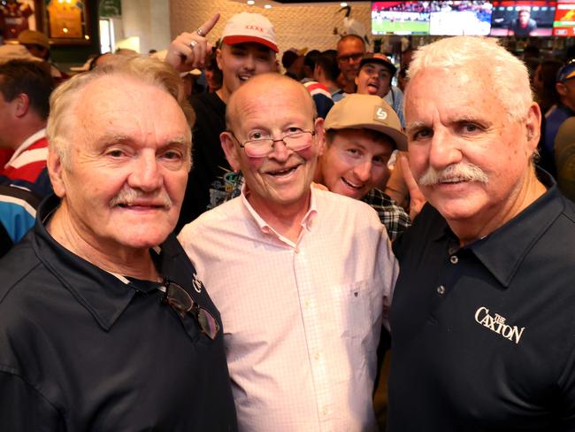 Crowds at Caxton Hotel for NRL Magic Round, Caxton St, Spring Hill - Buzz Rothfield (middle), Ross Farquhar (right, owner of the Caxton Hotel) Brisbane - on Friday 2nd May  2025 - Photo Steve Pohlner