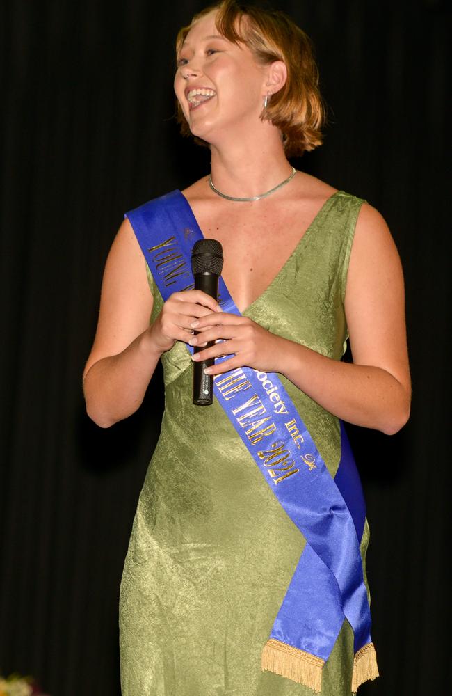 Neve Kelly, (Bangalow finalist) giving her speech at the Lismore Workers Club for the Sydney AgShow Young Woman 2022 zone 1 and 2 final.