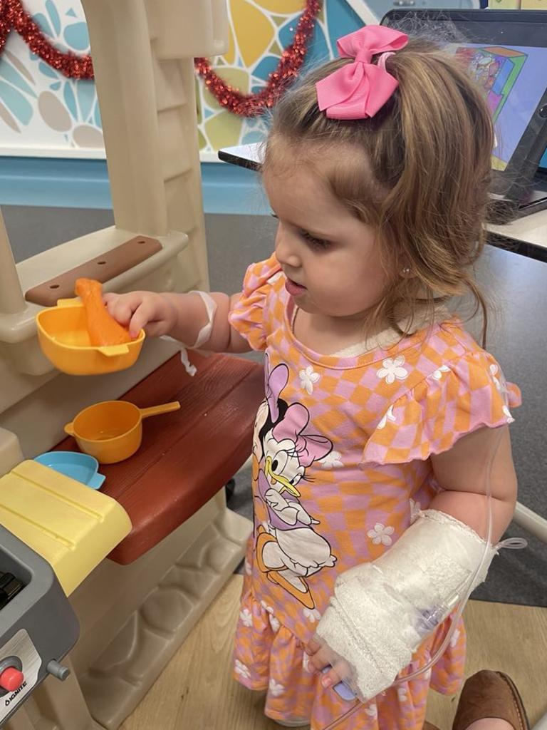 Samara is undergoing her monthly intravenous immunoglobulin therapy treatment. Picture: Supplied by family