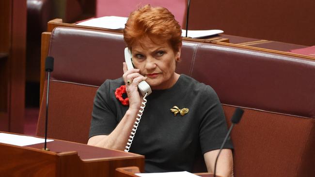 The last time Senator Pauline Hanson was a real player in Australian politics, her downfall was disunity, and inability to offer any real solutions. Picture: AAP