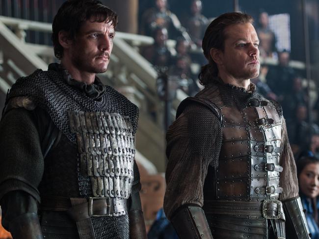 Pedro Pascal and Damon make a great fighting unit and comic double act in The Great Wall. Picture: Universal