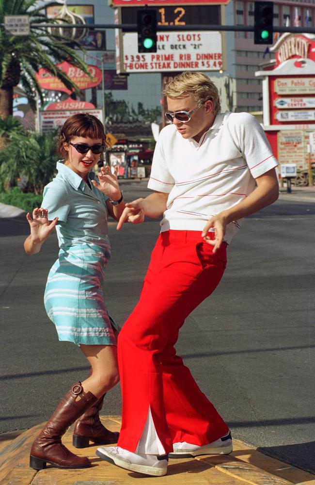 Heath Ledger with Rose Byrne in Las Vegas in 1999.