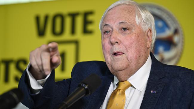 Trumpet of Patriots chairman Clive Palmer in Canberra on Wednesday. Picture: NewsWire / Martin Ollman