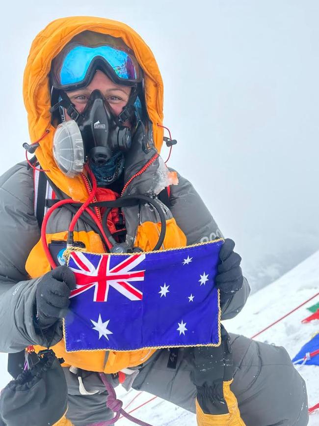 Rebecca Heahon summit of Mount Everest 2023 Picture: Supplied