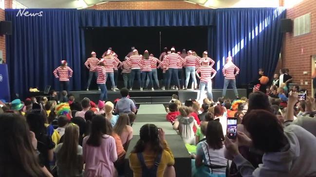 Westport Primary School teachers surprise students with Book Week dance