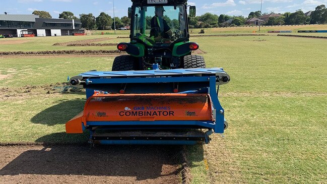 Turf works being completed at Elsternwick Park. Picture: Endeavour Turf Professionals