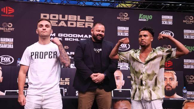 Goodman and Schleibs will meet in a pay-per-view blockbuster at WIN Entertainment Centre on March 13. Picture: No Limit Boxing