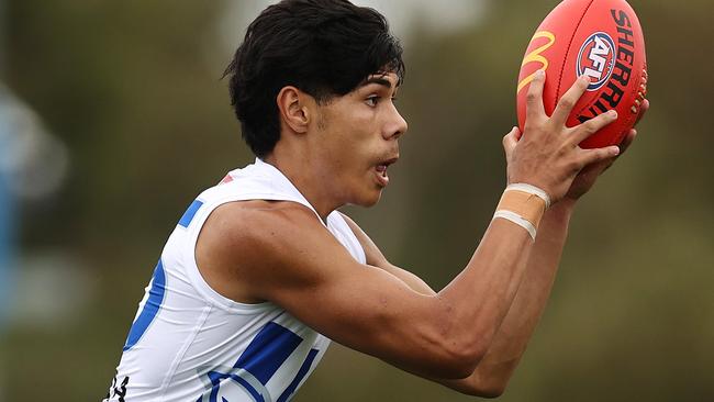 Melton South junior Paul Curtis in action for North Melbourne. Picture: Michael Klein